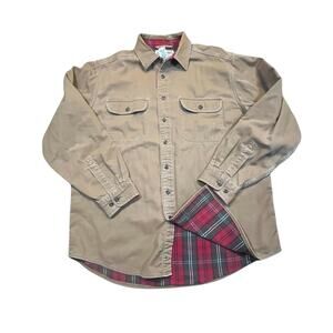 L.L. Bean Shacket Shirt Jacket Plaid Lined Button Down Workwear Men’s L Reg